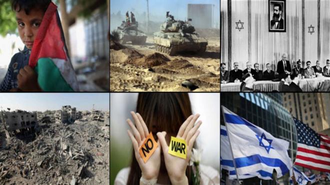 composite de photos sur le conflit israelo-palestinien