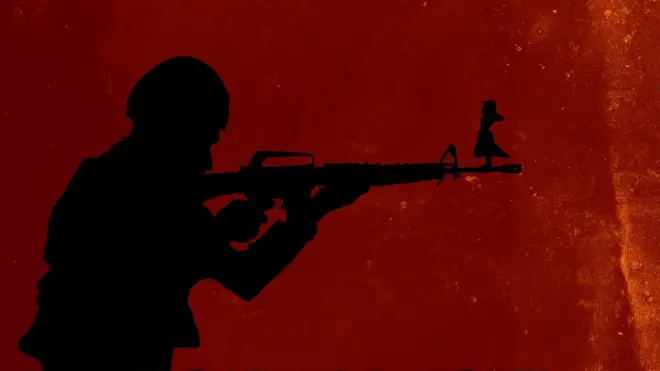 Illustration of a soldier and a girl