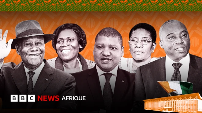 Affiche avec les 5 candidats