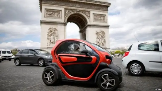 Hybrid and electric cars, like this Renault, make up about 5% of the French car market