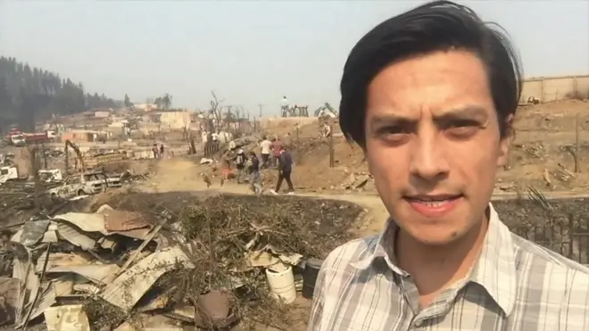 El corresponsal de BBC Mundo, Daniel Pardo, muestra cómo quedó Santa Olga, la localidad chilena que perdió 1.000 casas a causa de los incendios forestales que esta sufriendo Chile.