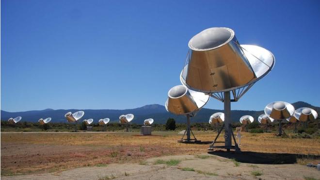 El telescopio Allen, que se ha unido a la búsqueda de posibles señales de radio alienígenas.