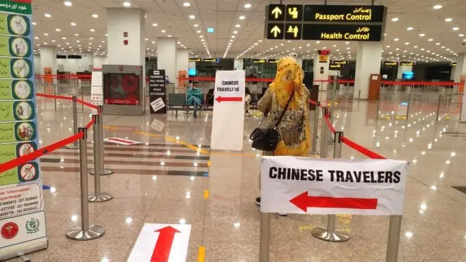 اسلام آباد کے بین الاقوامی ہوائی اڈے پر چین سے آنے والے مسافروں کی سکریننگ کے لیے انتظام کیا گیا ہے