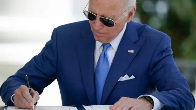 US President Joe Biden at the White House on 5 August