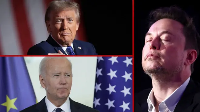 ترامب وماسك وبايدن 