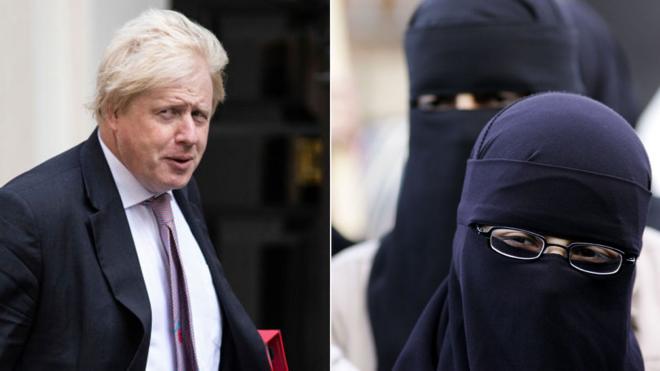 Boris Johnson and a women wearing veils