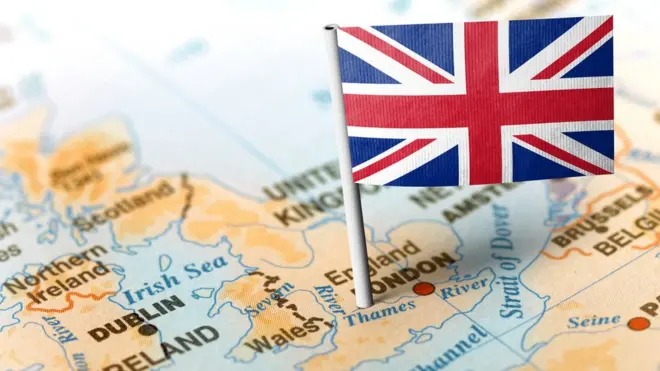 Британский флаг на карте Британии