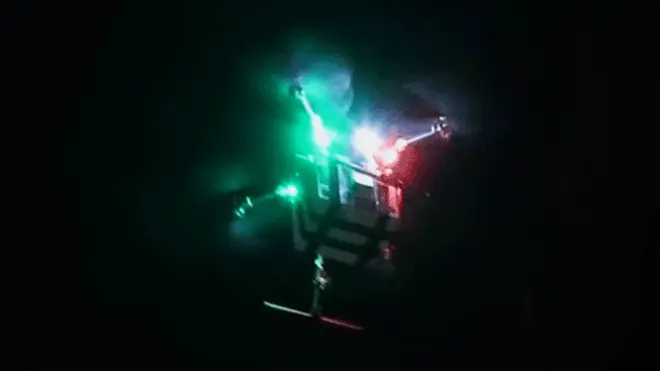 The drone took off at night