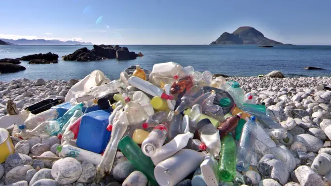 Plastic bottles for beach