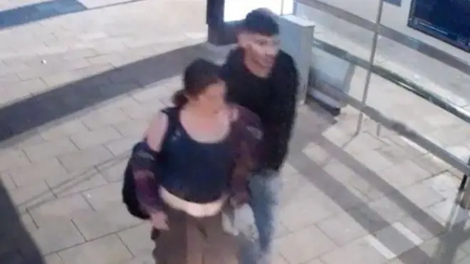Lorraine Cox and Azam Mangori are seen on CCTV walking to his flat