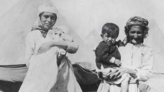 Armenian refugees at a camp in 1915