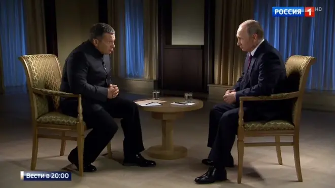 Президент России Владимир Путин дал эксклюзивное интервью ведущему ВГТРК Владимиру Соловьеву