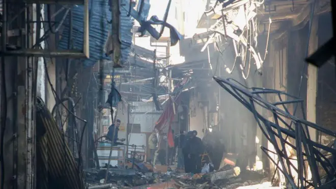 تصویری از بازار رشت بعد از آتش‌سوزی