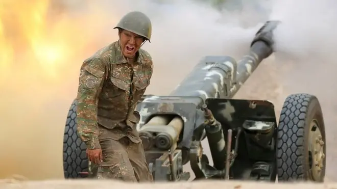 Армянский артиллерист в Карабахе 29 сентября