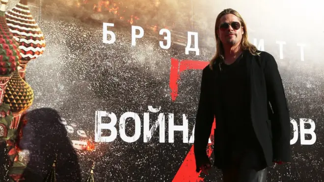 براد بيت خلال اطلاق فيلم World War Z