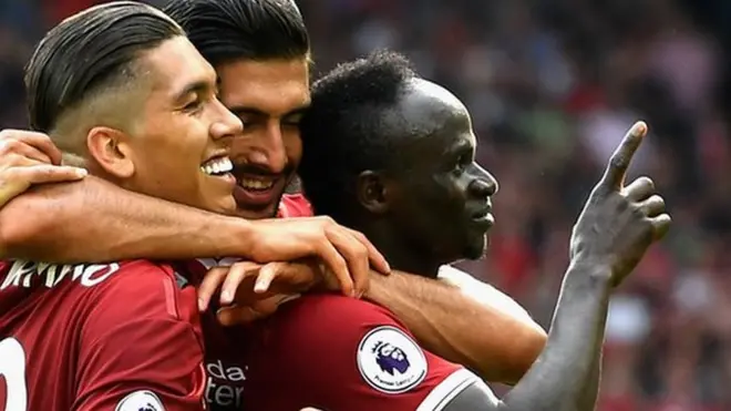 Liverpool players celebrating