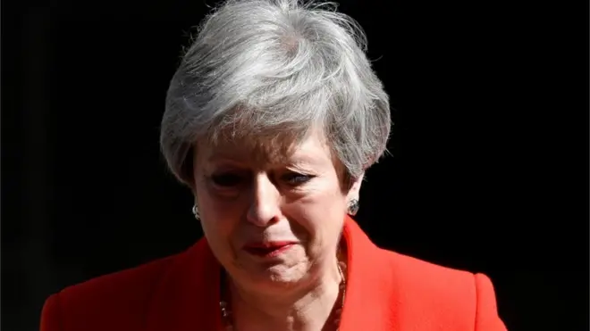 British Prime Minister Theresa May reacts as she delivers a statement in London, Britain, May 24, 2019. REUTERS/Toby Melville