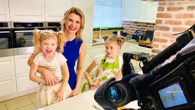 TV presenter Tatyana Borodkina with her two daughters