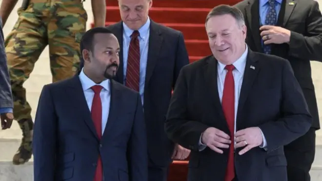 ቀዳማይ ሚኒስተር ኢትዮጵያን ሚኒስተር ጉዳይ ወጻኢ ኣመሪካን ኣብ ኣዲስ ኣበባ ዝተረኸቡሉ እዋን