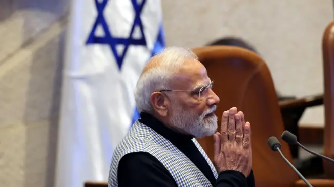 رئيس الوزراء الهندي ناريندرا مودي، أمام الكنيست الإسرائيلي 