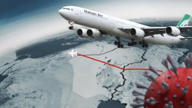 Ilustração com avião da Mahan Air