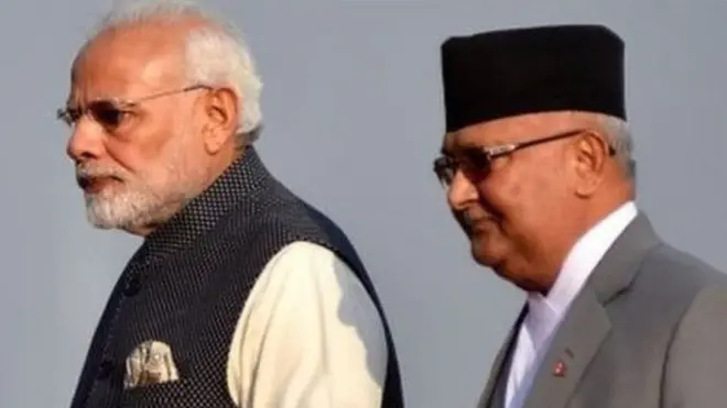 નરેન્દ્ર મોદી અને કે. પી. શર્મા ઓલી