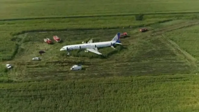 "Все нормально, сели на кукурузное поле": видео аварийной посадки А321 в Подмосковье