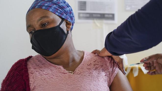 woman vaccinated in SA