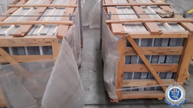 Slabs of the marble the drugs were allegedly hidden in