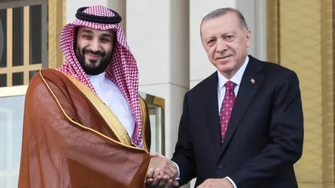 रेचेप तैय्यप अर्दोआन के साथ सऊदी युवराज मोहम्मद बिन सलमान