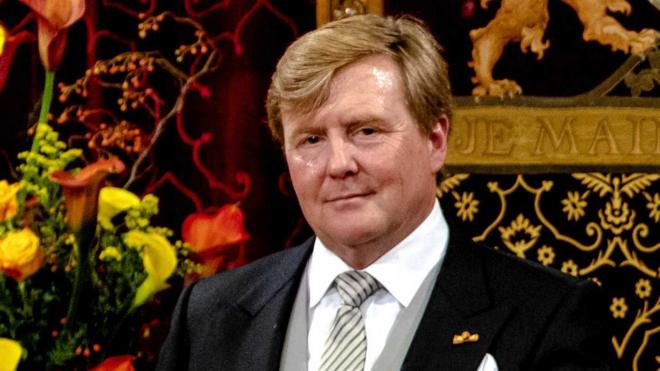 Dutch King Willem-Alexander delivers his speech from the throne next to Queen Maxima sitting in the Ridderzaal (Knights" Hall) in The Hague, The Netherlands, 18 September 2018,