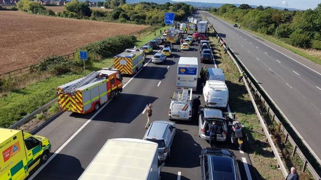 Taunton M5 crash was collision between lorry and queuing cars