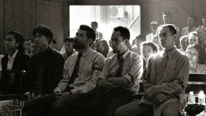 Ging Ginanjar saat menjalani persidangan di PN Jakarta Utara pada 20 Mei 1998.