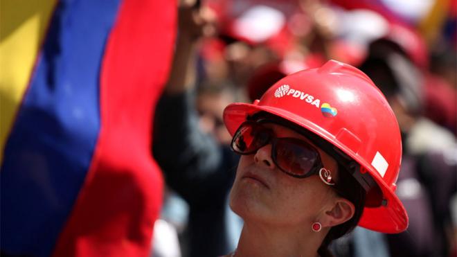 Simpatizantes de Nicolás Maduro en una manifestación a favor de PDVSA