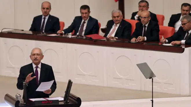 CHP lideri Kemal Kılıçdaroğlu, Meclis'teki 15 Temmuz özel oturumunda, darbe girişimi soruşturmasına ilişkin hükümeti eleştirmişti.