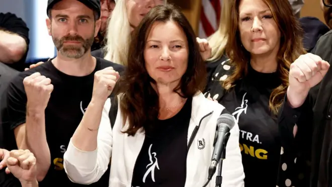 Fran Drescher at the announcement of the SAG strike