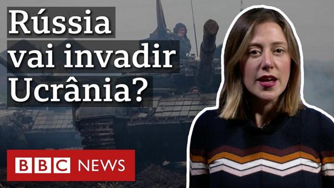 A repórter Nathalia Passarinho com foto de tanque de guerra ao fundo e o texto: Rússia vai invadir Ucrânia?
