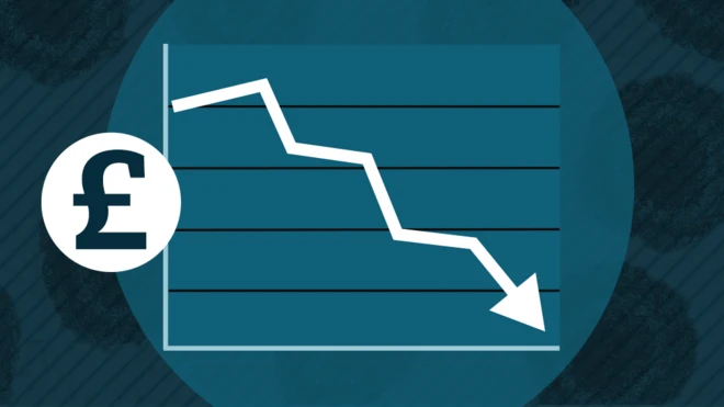 Graphic of pound sign and downward arrow