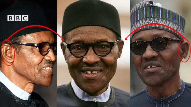 Ndị na-agbasa akụkọ Jubril sị na ọ bụ ntị ya ka ha na-ele, mana nti Buharị nke aka nri na nke aka ekpe ya adịghị otu