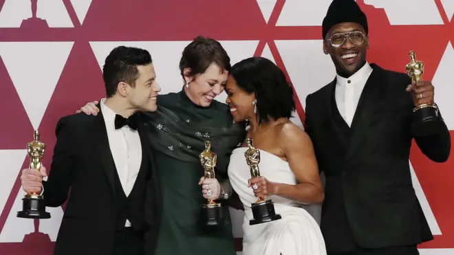 제91회 아카데미 시상식 연기 조.주연상 수상자들이 포즈를 취하고 있다