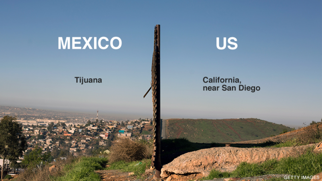 Hình ảnh hàng rào biên giới hiện tại giữa Mỹ và Mexico