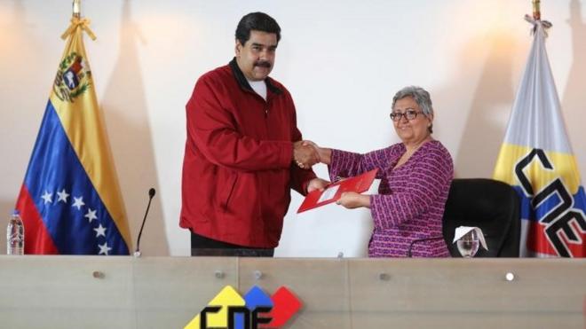 Nicolás Maduro y Tibisay Lucena.