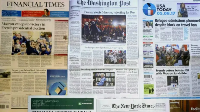 Газеты сообщают об избрании Эммануэля Макрона