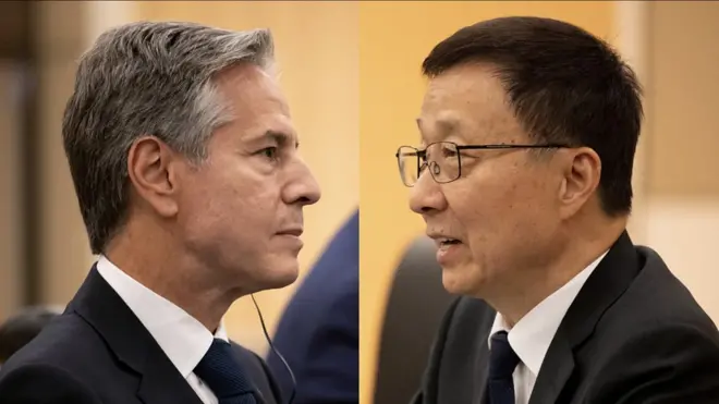 美国国务卿布林肯与中国副总理韩正会晤
