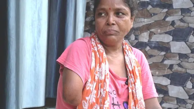 Sangeeta Roy lost her right arm while using a cardboard cutting machine at her company three years ago