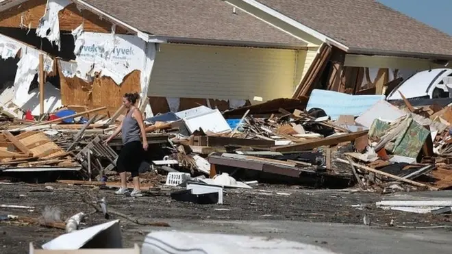 Destruction from Hurricane Michael in Mexico Beach, Florida, 11 October 2018