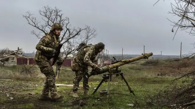 Українські військові під Бахмутом