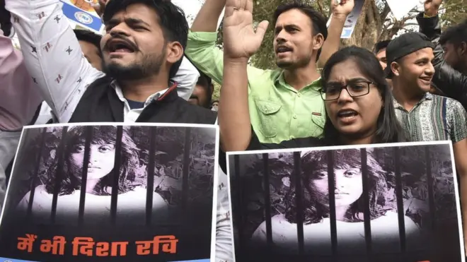 Protest about Disha Ravi in Delhi