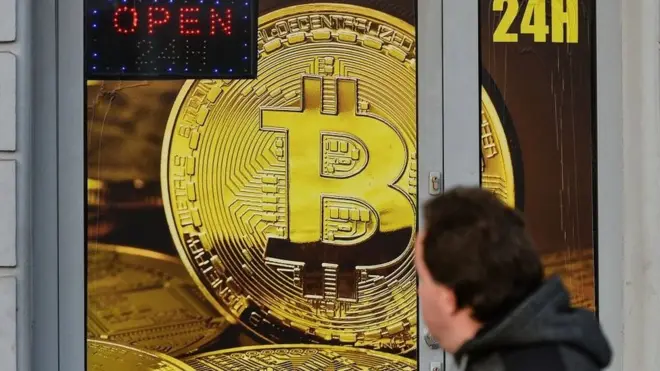 Bitcoin sign in Krakow