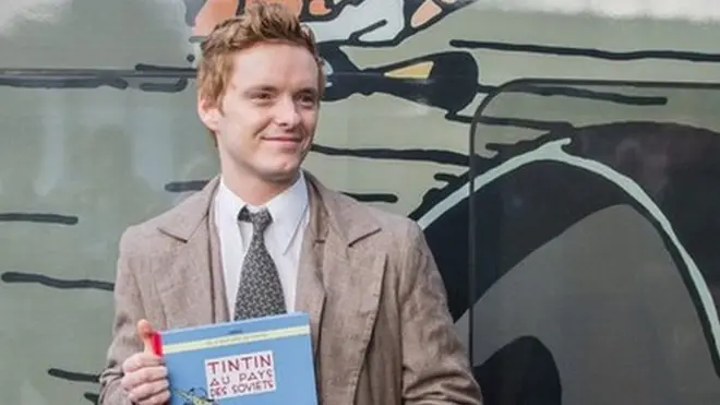 актер в образе Тинтина на презентации нового комикса